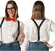 BigBuy Carnival Glasses Bow Tie Suspenders Set