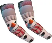 [FHEDVBN] Cute Snowman Arm Sleeves Compression Arm Covers for Men Women Outdoor Sun Sleeves Cooling Sports Sleeve, Black