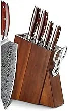 XINZUO 7Pcs Kitchen Knife Set with Block Wooden, Professional Damascus Steel Chef Knife Santoku Bread Utility Fruit Knife with Multifunctional Kitchen Shears,Ergonomic Rosewood Handle- Yi Series