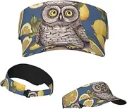[RLDOBOFE] Sun Visor Hat Adjustable Empty Top Baseball Cap Lemon and owl Sun Hats for Women Men Sunscreen Visor Caps Summer Beach Sports Hats, Black, One Size, Black, One Size