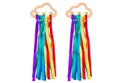 2-Pack Rainbow Hand Strap Kite, Montessori Wooden Toy Rainbow Spinner Stick with Bell, Sensory Toy for Little Boys and Girls