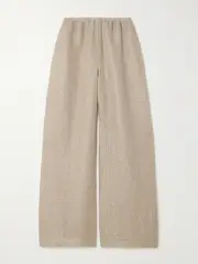 [LESET] LESET - Stella Sequin-embellished Linen-blend Gauze Wide-leg Pants - Sand - medium medium Neutrals