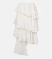 [Alaia] Alaïa Asymmetric cotton and linen maxi skirt AU 8 white