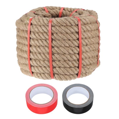 1.2 Inch x 75ft Heavy Thick Natural Jute Rope Twine Rope with 2 Roll Tapes