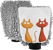 XYMZR Colors Cats White Absorbent Microfiber Car Wash Mitt, Funny Cute Anime Scratch Free for Cars Cleaning, Home Cleaning Mitts, 2 Pack, 10.24” L x 7.09” W