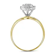14k Yellow Gold Round Diamond Oval Marquise-shape Cluster Ring 1/8 Cttw