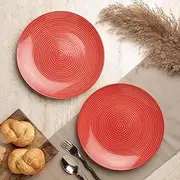 [The Decor Lane] Handpainted Ceramic Orange Dinner Plates Dinnerware Serving Plate Thali Ceramic Plates for Dinner (10 Inch, 2 Pieces, Microwave & Dishwasher Safe) (Orange)