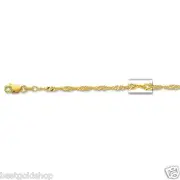Solid 2.1mm Singapore Chain Anklet Anklet Bracelet Lobster Real 14K Yellow Gold