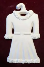 Mrs Clause Holiday Dress on a Hanger -Unpainted Ceramic Ornaments-6"