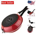 Induction-Compatible 9.4" Vitrified Steel Frying Pan - Stylish Red Finish