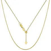 10k Yellow Gold Adjustable Box Link Chain Necklace, 0.7mm, 22"