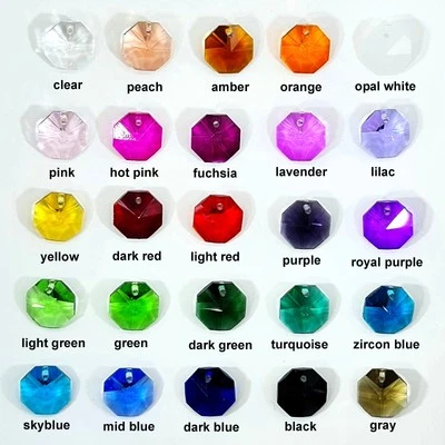 50x mixed 14mm crystal octagon beads 1Hole, craft suncatcher kit prism supplies
