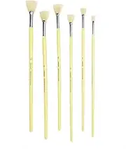 6 Pieces/Set. Fan Shape Pig Bristle Hair Paint Handle Oil Paint Brush Watercolor Brush Artists Professional Art Supplies