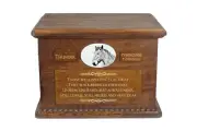 Ardennes Horse wooden urn with a standing statuette Art-Dog