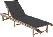 Garden Sun Lounger with Cushion Bamboo,Sun Loungers-3061632