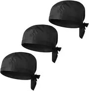 [Ipetboom] 3Pcs Black Chef Hats for Cooking Catering and Kitchen Work Unisex Pirate Style Turbans for Chefs Cooks and Catering Students
