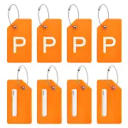 8 Pcs Silicone Luggage Tags, Luggage Tags for Suitcases Initial Letter P, Orange