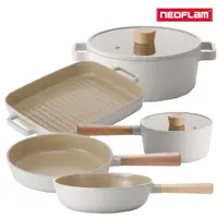 在飛比找PChome24h購物優惠-NEOFLAM FIKA鑄造不沾鍋湯鍋+烤盤+炒鍋+單柄湯鍋