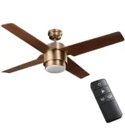 52 inch Color Changing LED Matte Brass Outdoor Ceiling Fan with Light and Remote