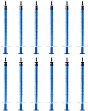 12 Pack - 1ml Plastic Syringe with Measurement, No Needle Suitable for Refilling and Measuring Liquids, Feeding Pets, Oil or Glue Applicator