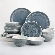 [Euro Ceramica] Dinnerware Set Dinner Plate: 10.56 x 10.56 x 1.3 Salad Plate: 8.3 x 8.3 x 1.2 Cereal Bowl: 5.56 x 5.56 x 3.19 Soup Bowl: 7 x 7 x 2.1 Gray