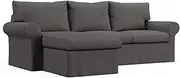 [Comfort Works] Custom Ektorp Sofa Cover, Replacement Slipcover Compatible with IKEA Ektorp 2-Seater Sofa with Chaise, Ektorp Sofa Cover with Chaise (Black)