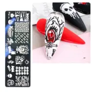 Halloween Pumpking Spider Web Metal Nail Stamping Plate Ghost Skull Witch Blood