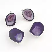 Stunning Geode Druzy Silver Electroplated DIY Connectors Jewelry Lot 2 Pairs