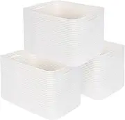 MINTWOOD Design 3-Pack Storage Baskets for Shelves, Playroom and Classroom Basket, Book Decorative Cube Bins, Woven Closet Organizers, Baby Nursery Baskets, Creamy White (MD-111)