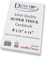 White 8.5" x 11" Cardstock - Blank SUPER Thick Paper - 50 Sheets - Artist Drawing Quality Eggshell Finish - Heavy Weight 120lb Cover Card Stock for Inkjet & Laser Printer