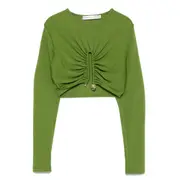 [Christopher Esber] Christopher Esber Gathered-effect Ribbed Crop Top 6 UK GREEN
