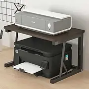 2-Tier AV Media Stand, Office Desktop Gaming Entertainment Center Rack, Heavy Duty Printing Device Organizer, Video Game Console Shelf, Stereo Audio Cabinet for Printer & Copier,Black