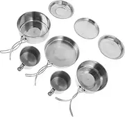 SUPVOX 1set Outdoor Cookware Stainless Steel Picnic Cooking Utensils Lightweight and Portable Camping Pots and Frying Pan for Easy Outdoor Cooking