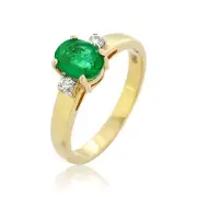 0.94ct Emerald Diamond Ring 18K Gold Jewelry Ornament Authentic Yellow Gold Lady