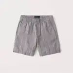 【ABERCROMBIE&FITCH】【零碼M】AF男短褲鬆緊細藍格灰 F02210720-18