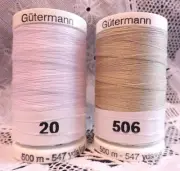 NEW White & Khaki GUTERMANN 100% polyester sew-all thread 547 yards Spools