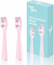 NetGen Replacement Sonic Toothbrush Heads | Soft and Comfortable Electronic Brush | Compatible with All NetGen Toothbrush Models | Pink - Pack of 2