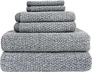 Everplush Diamond Jacquard (Set of 6 Pieces) Bath Towel Set, Dusk (Grey Blue)