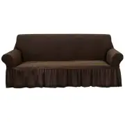 4-Seater Coffee Sofa Cover with Ruffled Skirt Couch Protector High Stretch Loung