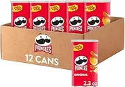 Pringles Potato Crisps Chips, Lunch Snacks, Office and Kids Snacks, Grab N' Go, Original (12 Cans)