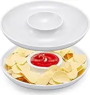 Jingmore 2 Pcs Porcelain Chip and Dip Serving Set Divided Chips and Dip Serving Dish 12.2 Inch Serving Platter Bowl Appetizers and Cheeses Serving Tray for Christmas Veggies Fruit Snacks Hosting