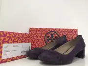 NIB TORY BURCH US 8M Colt Suede Covered Studs ~1.75" Heel Pump Plum 42747 New