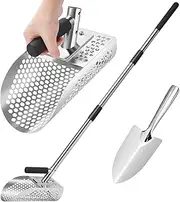 Sand Scoop for Metal Detecting, Metal Detector Scoop, Stainless Steel Sand Sifter Shovel, Fast Sifter Shovel for Underwater Treasure Hunting (Stainless Steel)