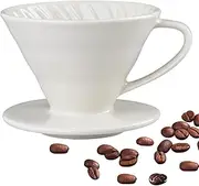 Ceramic V60 Coffee Dripper Pour Over Coffee Dripper with Spiral Inner Wall Porcelain Slow Brewing Accessories for Cafe Home Restaurants (1 Cups)