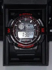SteelTime 55mm Digital Dual Time Red Black Sport Shock Stopwatch GMT NEW in box