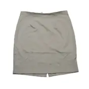 Sky Plus Skirt Womens 1X Beige Plain Flat Front Back Slit Pull On Pencil Cut