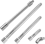 GURADESIGN 5-Piece 1/4 Inch Drive Extension Bar Set, Includes 2, 4, and 6 Inch Extensions, 1/4 Inch Drive Universal Joint Socket and Flexible Socket Extension Bar