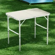90cm Weisshorn Camping Table Folding Wooden Adjustable Portable Outdoor Picnic Desk