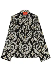 LA Double J Ascot Printed Silk Shirt - Black - S (UK8-10 / S) S (UK8-10 / S)