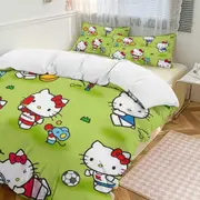 v133 Hello Kitty 3-Piece Twin Bed Set - Includes 1 Single Comforter And 2 Pillowcases Bedding - Fade Resistant Microfiber - Hello Kitty io133